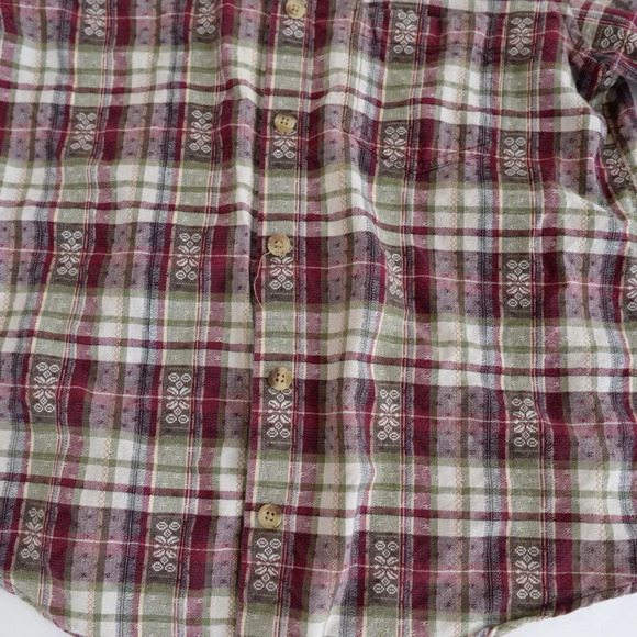 Vintage Classic Elements  Cream and Maroon Checker Button Up Long Sleeve Shirt M - Picture 8 of 13